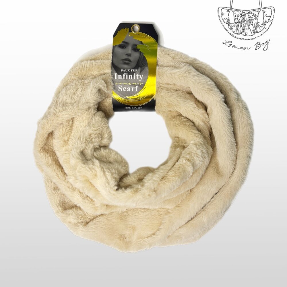 Blue Star / Infinity Faux Fur Scarf / NWT / Tan Beige Color